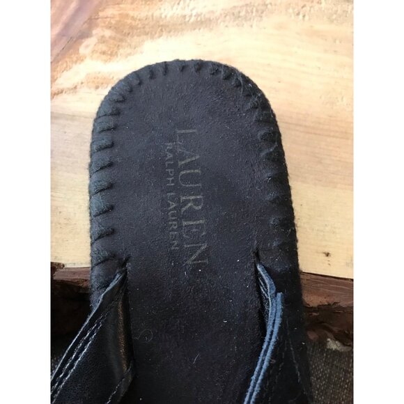 Lauren Suede Fringe Flip Flops in Black Size 7.5 - Picture 5 of 5